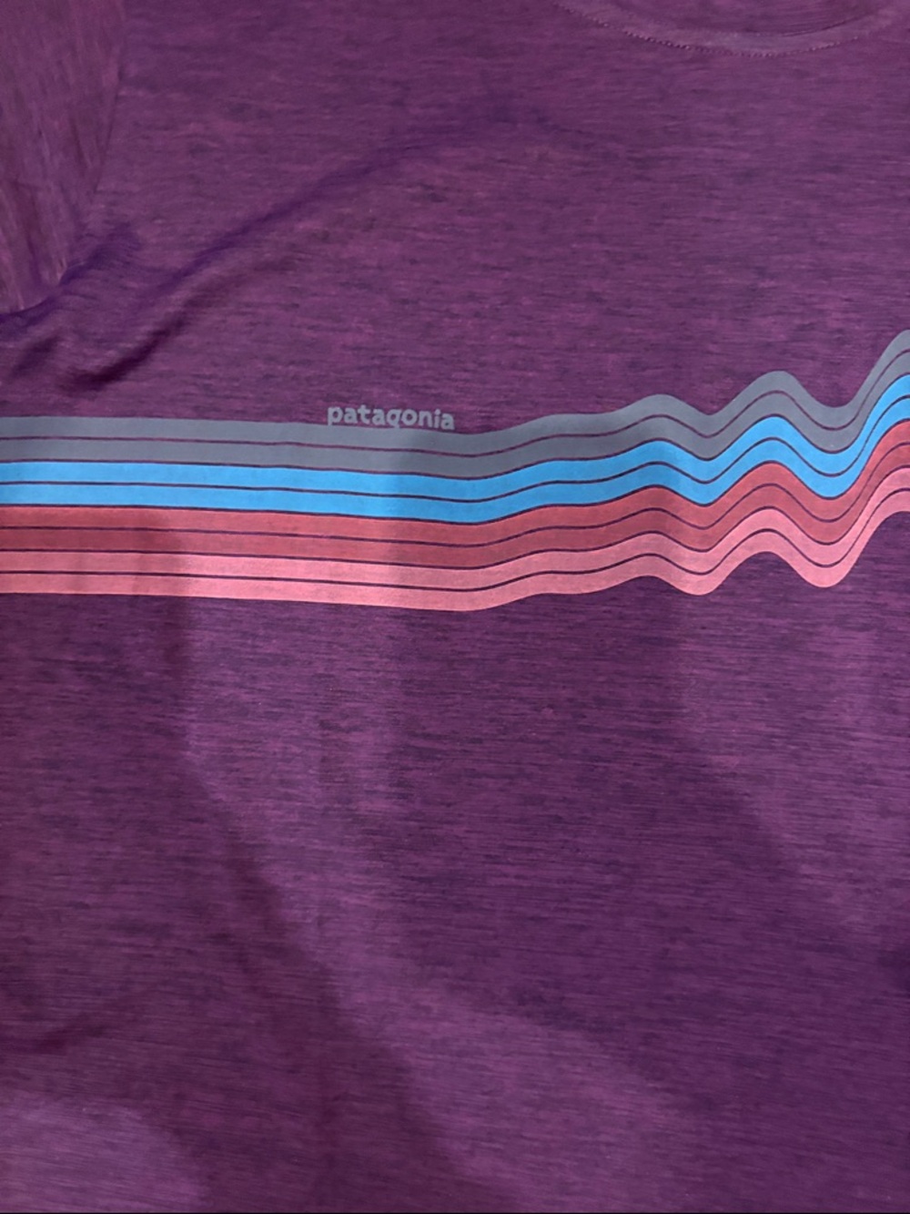 Patagonia Women's Long-Sleeve Crew in Deep Plum with Teal and Coral Stripes - Picture 3 of 6